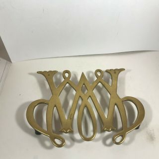 Vintage Mid Century Brass Trivet Colonial Williamsburg William And Mary