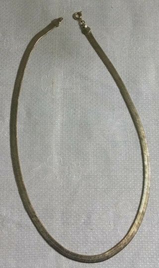 Vintage Goldtone Metal Flat Herringbone Link Chain 17.  75 " Necklace