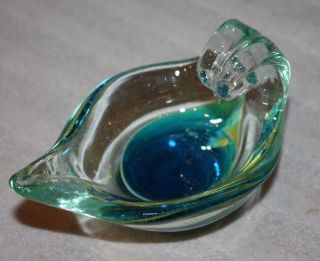 Small Vintage Mdina Leaf Dish,  Oil Lamp,  Aladdins Lamp,  Blue And Green