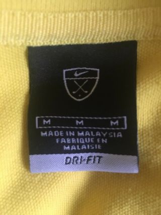 Nike Golf Dri Fit Men ' s Short Sleeve Polo Shirt sz M Medium Yellow Vintage 3