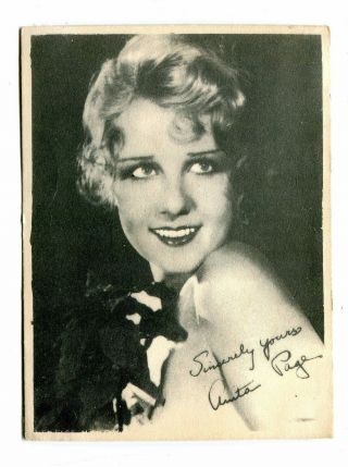 Vintage Early Movie Star Fan Photo Anita Page Printed Signature Actress