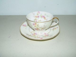 1 Vintage Theodore Haviland Rosamonde Teacup Saucer Tea Cup 13492