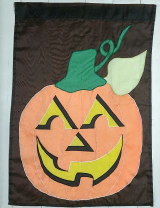 Vintage Halloween Jack O Lantern Polyester Garden House Flag 39x27 Brown Orange