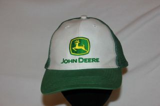 Vtg John Deere Green Snap Back Adjustable Tractor Mesh Trucker Hat Cap