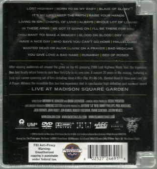 Bon Jovi - Live At Madison Square Garden DVD 2009 Lost Highway World Tour VTG 2