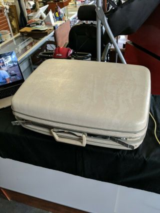 Vintage Samsonite Silhouette Marbled White Cream Small Suitcase Luggage