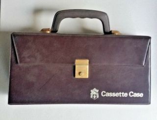 Vintage Brown Vinyl Cassette Tape Carrier Carry Case - Holds 12 Tapes