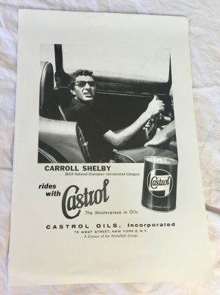 Vintage Poster Carroll Shelby Castrol Oil Rd0497