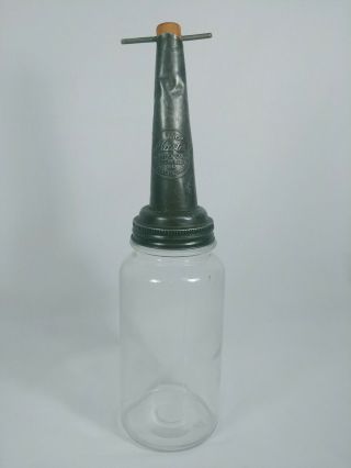 Vintage The Master Mfg Co Oil Spout Litchfield Ill Pat 1926 And Glass Bottle