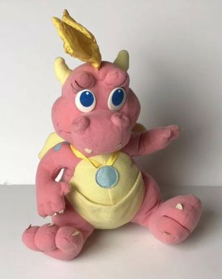 Vintage Dragon Tales 11” Plush Cassie Pink & Yellow Stuffed Animal 1999