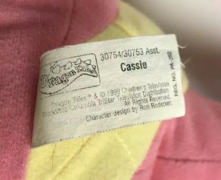 Vintage Dragon Tales 11” Plush CASSIE Pink & Yellow Stuffed Animal 1999 4