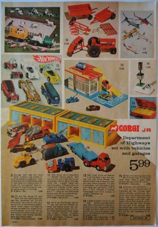 1970 Vintage Paper Print Ad Corgi Jr Hot Wheels Die - Cast Farm Jeep Road Runner