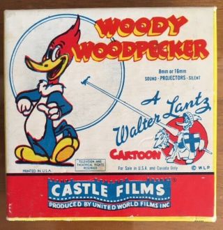 Vintage Woody Woodpecker W Lantz Castle Films 8MM Solid Ivory 494 Movie Cartoon 2