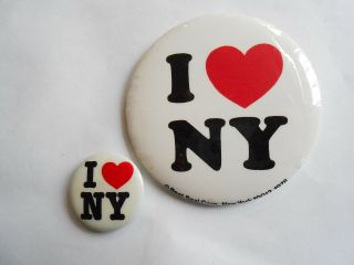 2 Cool Vintage I Love Ny York City Tourist Tourism Promo Souvenir Pinbacks