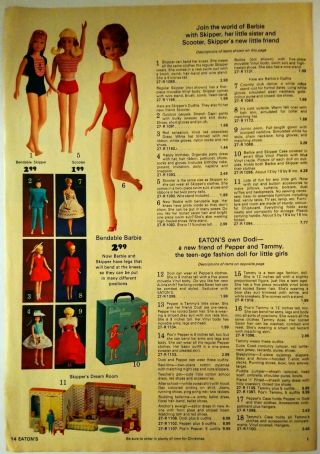 1965 Vintage Paper Print Ad Barbie Skipper 