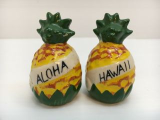 Vtg Salt Pepper Shakers Pineapple Fruit Aloha Hawaii Mid Century Souvenir Japan