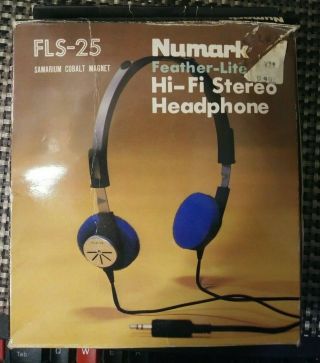 Vintage Numark Feather - Lite Hi - Fi Stereo Headphone Model Fls - 25 96db Cobalt