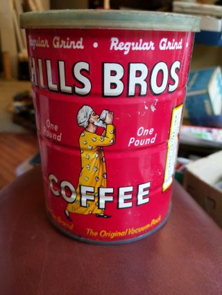 Vintage Hills Brothers Coffee Can Tin Full & 1970 