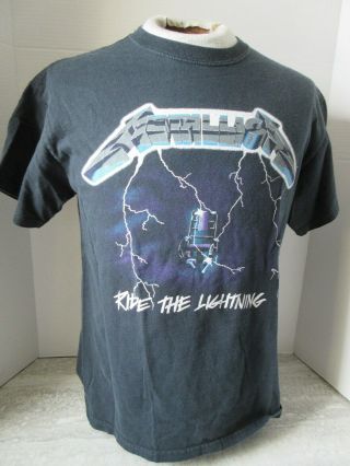 Vtg Metallica Ride The Lightning T - Shirt Gildan Size Medium
