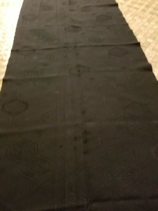 Vintage Deep Black Silk Lite Hexagon Design Japan Hawaiian Fabric Panel 45 " X14 "