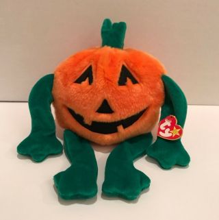 Vintage Ty Beanie Buddies Pumkin The Pumpkin Plush 12 " Tall 1999 Halloween