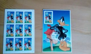 Vintage 1999 Looney Tunes 33c Daffy Duck United States Postal Service Stamps