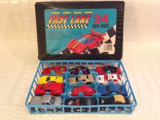 1990 Fast Lane Toys " R " Us 24 Car Case / W/ 12 Vintage Cars