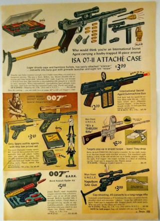 1966 Vintage Paper Print Ad Isa 07 - 11 Attache Case 007 Bark Uncle Napoleon Gun