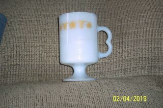 Vtg Butterfly Golden Pedestal Milk Glass Cup/mug With B Handle Vgc