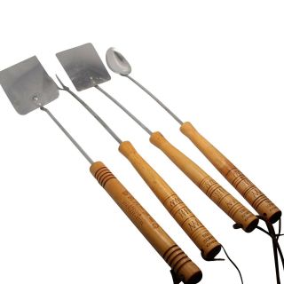 Vintage Androck Stainless Steel Bbq Barbq Grill 4 Piece Set Spatulas Fork Spoon