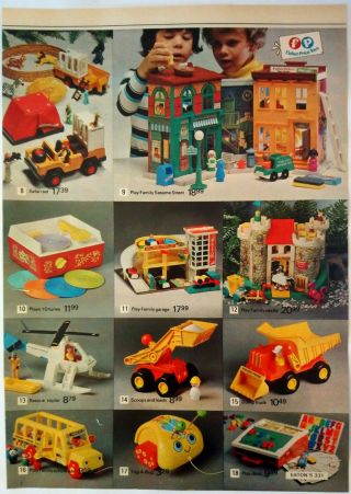 1975 Vintage Paper Print Ad Fisher Price Sesame Street Castle Record Player Lego