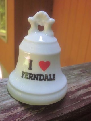 Porcelain Bell Us City State Souvenir I Heart Love Ferndale (ca) Vintage Vguc