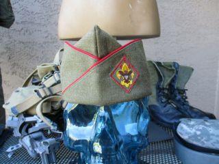 Vtg 1950s Boy Scouts Overseas Garrison Cap,  Wool Field Side Hat,  Patch