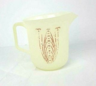 Vintage Tupperware 2 Cup Measuring Cup Pitcher W/spout 134 - 1 Red Print Liquid