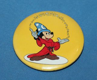 Rare Vintage Disney Mickey Mouse Sorcerer Pin Back Button 1 3/4 "
