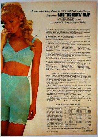 70 ' s Vintage PAPER PRINT AD DOESN ' T SLIP bra panty pettipant lingerie underwear 2