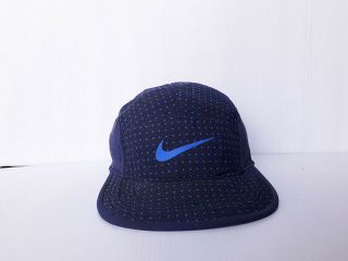 Vintage 5 Panel Nike Aw84 Dri - Fit Cap Hat Blue Logo Colors Adjustable
