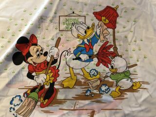 Vintage Disney Mickey Minnie Mouse Full Flat Sheet Pillowcase Bedding 2 Pc Set