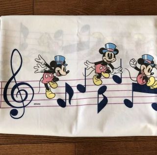 Vintage Disney Mickey Mouse Twin Flat Sheet Linen Rare Dancing Music Canada