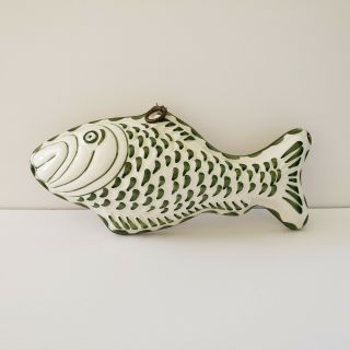 Vintage Green And White Abc Bassano Ceramiche Fish Mold/wall Hanging