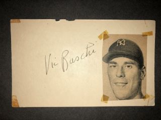 1940s Yankees: Vic Raschi,  Vintage Signed 3x5,  From 1950