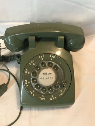Vintage Bell System Western Electric Avocado Green Rotary Dial Desk Telephone