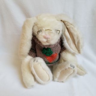 Vintage Boyds Bear Plush Easter Bunny Rabbit White Alexandra 12 " Carrot Sweater