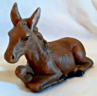 Vintage Donkey Nativity Figure 4.  5 " X 3.  5 " Brown Bisque Ceramic Detail,  Exl