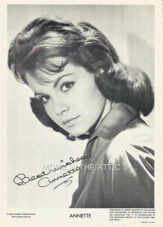 Disney Fave Annette Funicello Vintage Hollywood Fan Photo