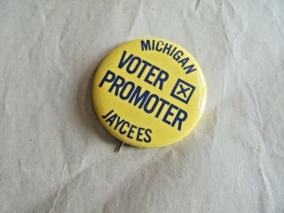 Cool Vintage Michigan Jaycees Voter Promoter Member Pinback Button
