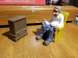 Vintage 1979 Wilton Grandpa Watching Tv With Beer Cake Topper