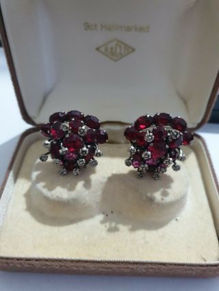 Vintage Art Deco Red And Pink Paste Glass Clip On Earrings