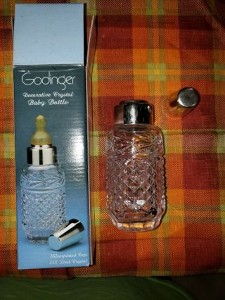 Vtg Godinger Silverplated 24 Lead Crystal Baby Bottle Japan