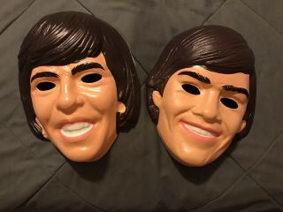 Vintage Monkees Halloween Costume Masks Only Davy Jones & Micky Dolenz